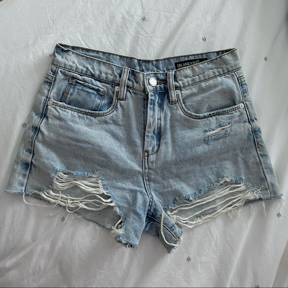 BLANKNYC distressed denim shorts light wash
